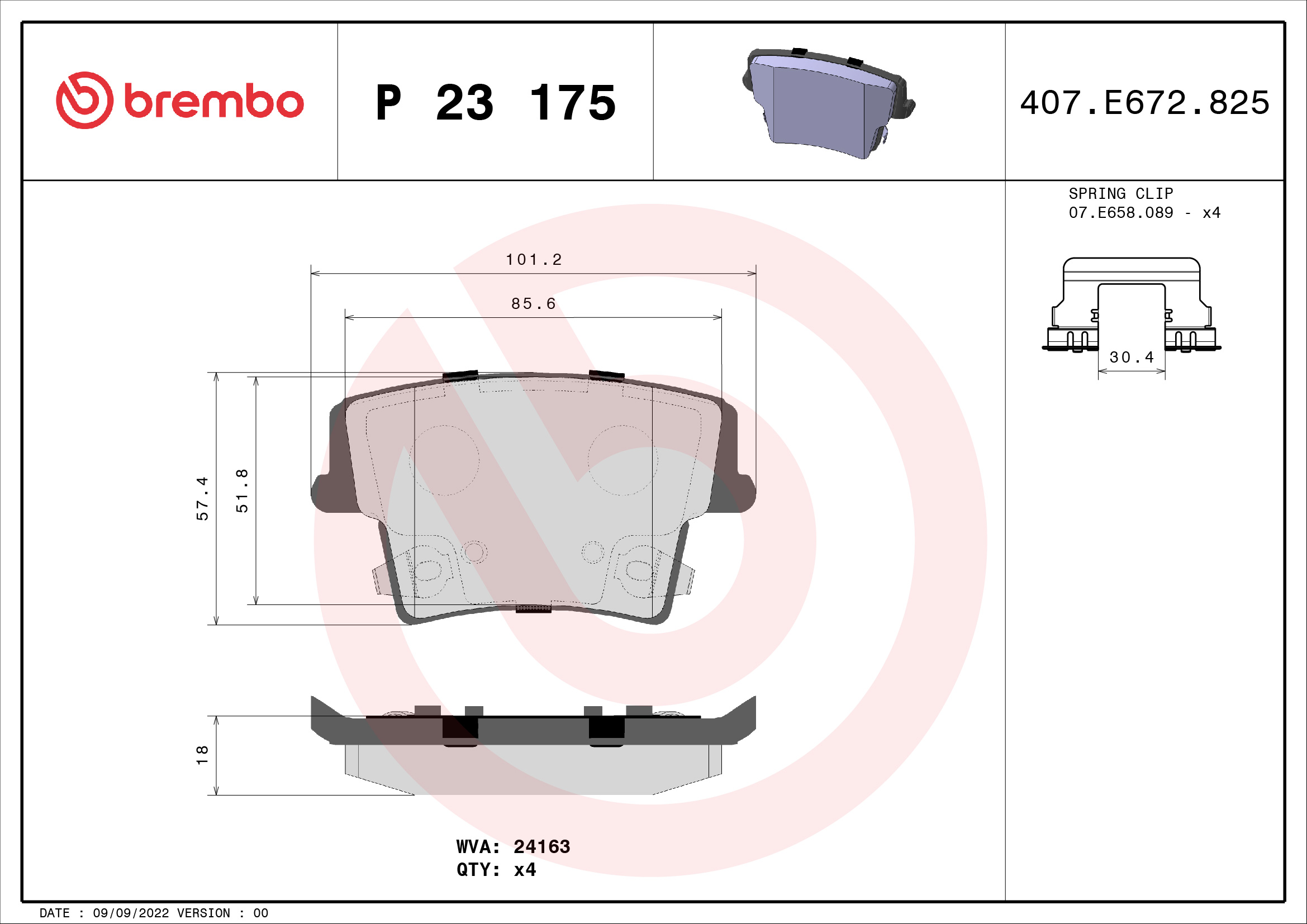 A.B.S. P 23 175 BREMBO Bremsbelagsatz, Scheibenbremse